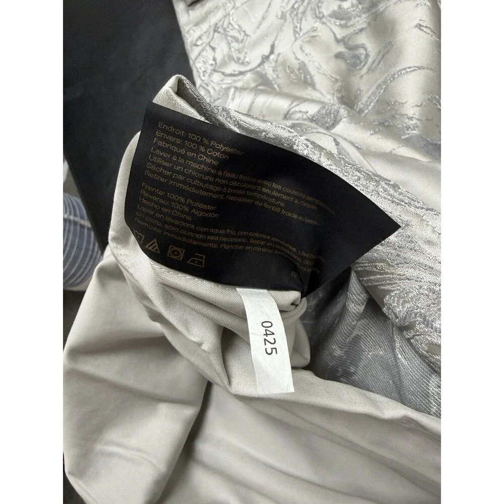 Donna Karan Liquid Marble KING Duvet Platinum/Metallic Jacquard NEW $625